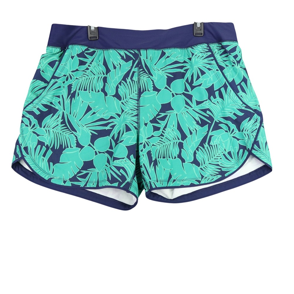 Lands End Swim‎ Shorts Womens 18 Tropical Palm Elastic Waist Beach Board Shorts